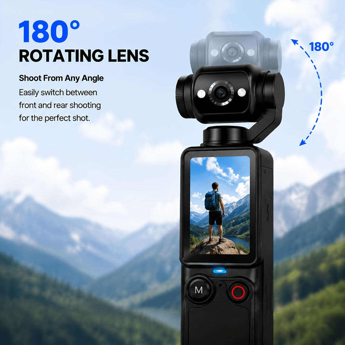 Supplier diagram showing 180-degree rotating camera lens