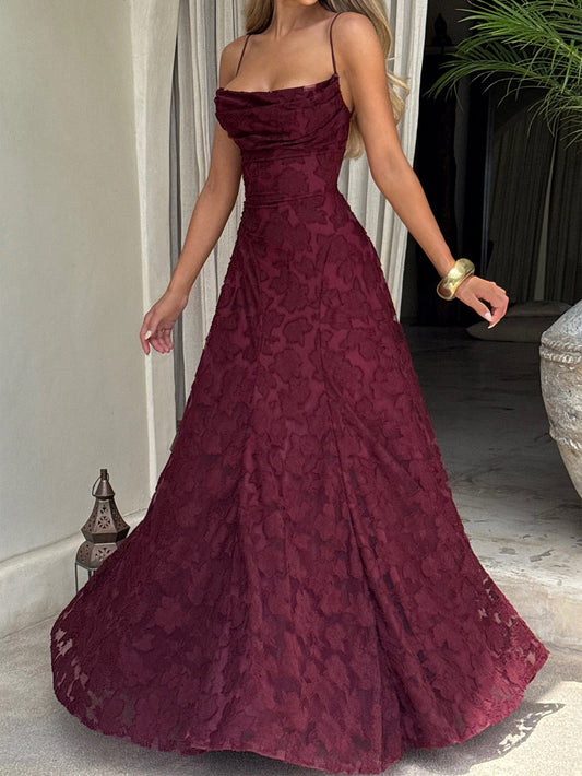 Elegant Suspender High Waist Long Dress