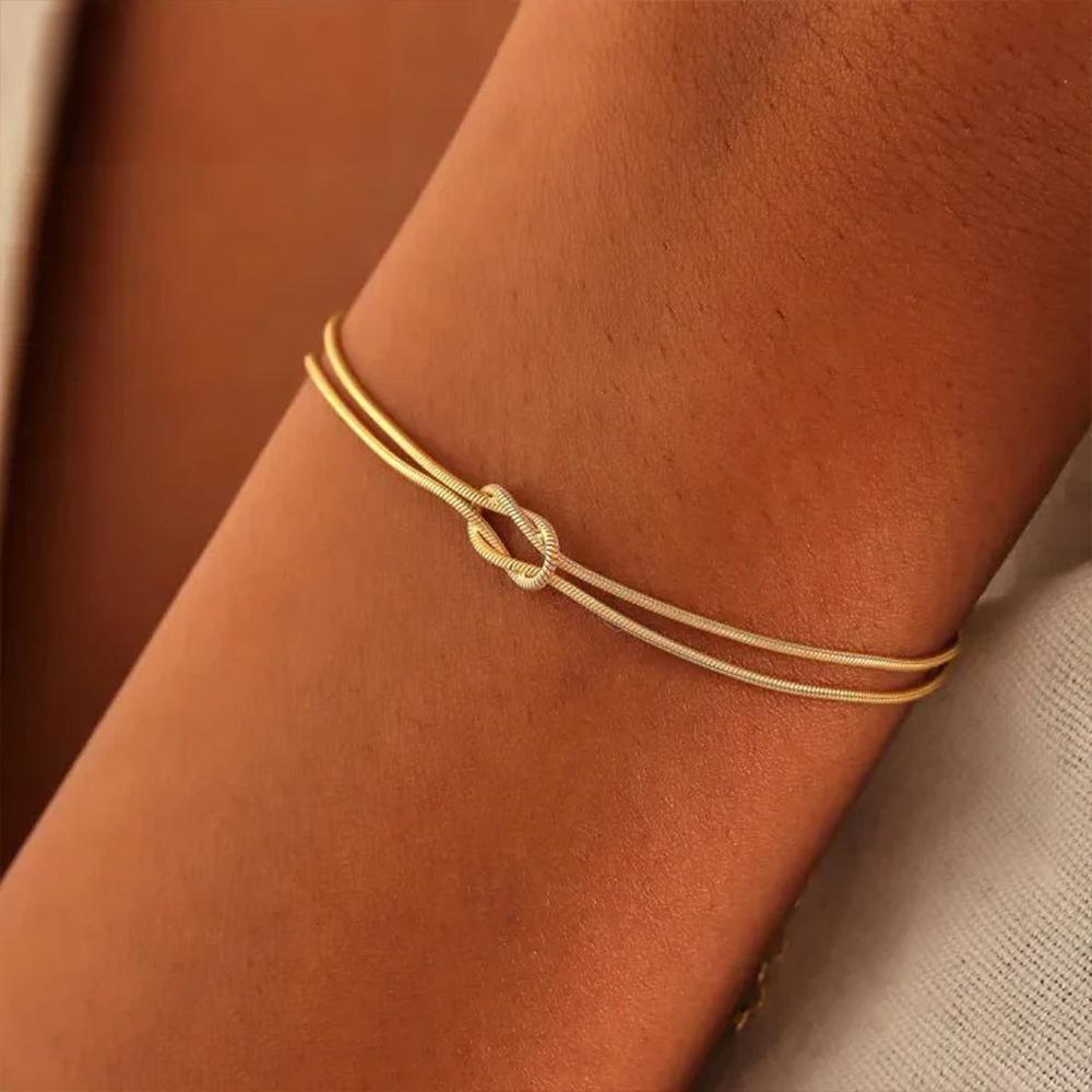 Simple Knotted Snake Bone Chain Stainless Steel Trendy Bracelet