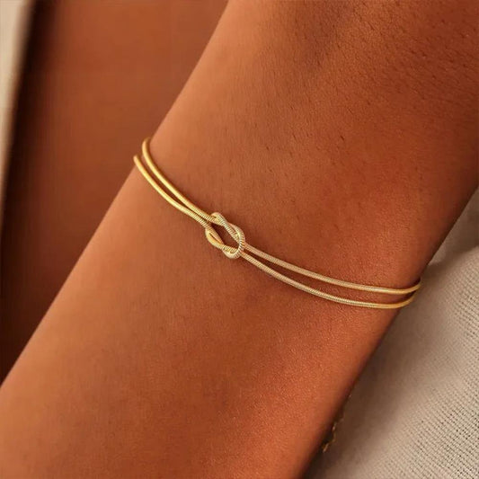 Simple Knotted Snake Bone Chain Stainless Steel Trendy Bracelet