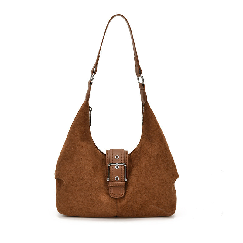 Vintage Suede Hobo Shoulder Bag for Women