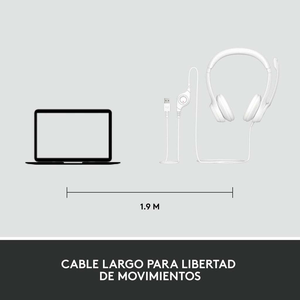 Headphones Logitech H390 White-2