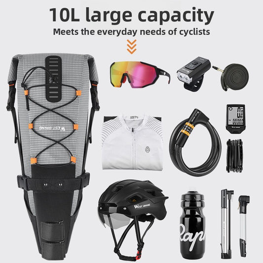 West Rider Bicycle Tail Bag Waterproof Long-distance Large Capacity Rear Bag Tail Bag Mountain Bike Saddle Bag Riding Equipment