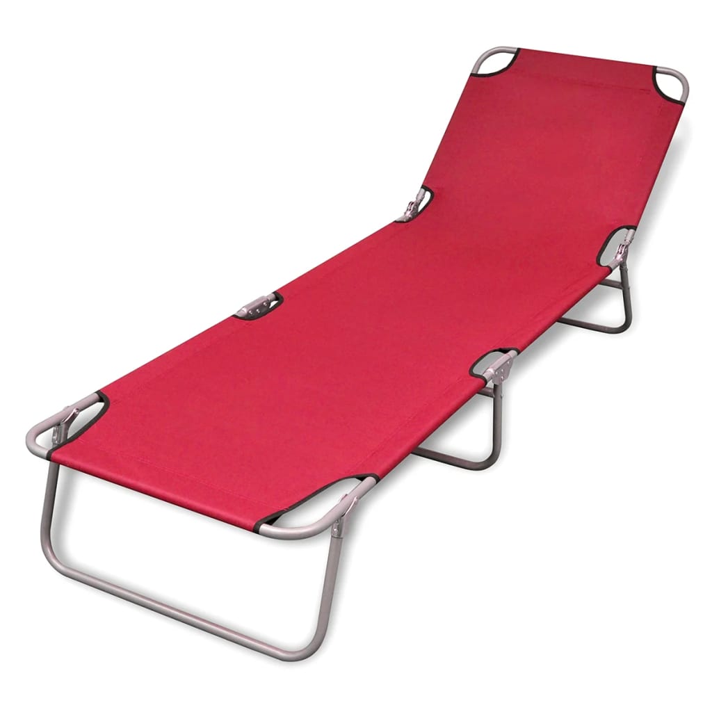 NNEVL Folding Sun Lounger Powder-coated Steel Red-0