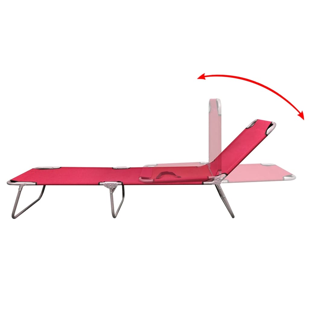 NNEVL Folding Sun Lounger Powder-coated Steel Red-1