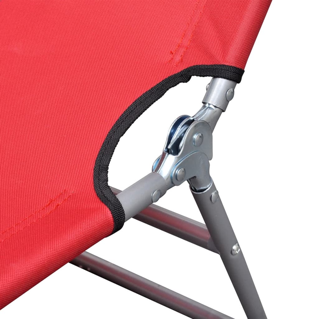 NNEVL Folding Sun Lounger Powder-coated Steel Red-2