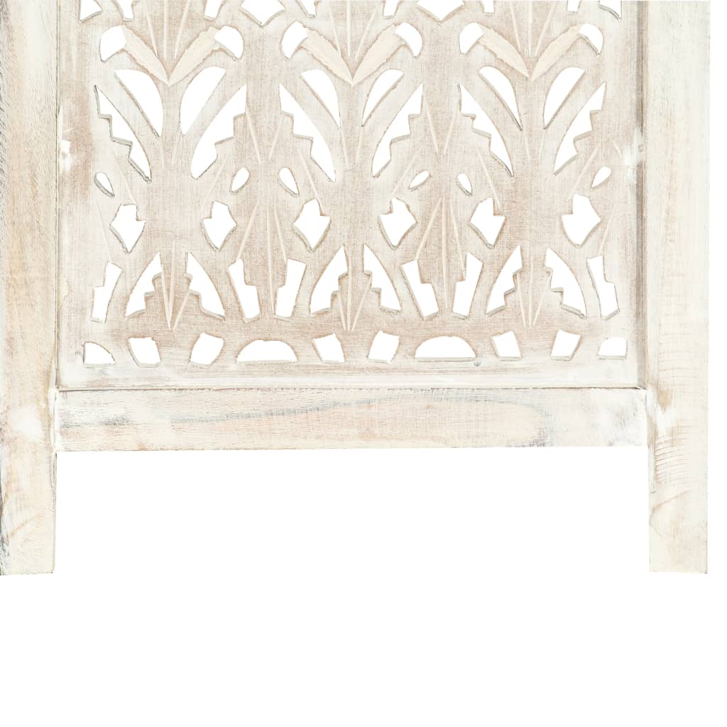 NNEVL Hand carved 5-Panel Room Divider White 200x165 cm Solid Mango Wood-3
