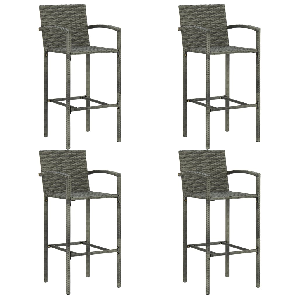 NNEVL 5 Piece Outdoor Bar Set with Armrest Poly Rattan Grey-2