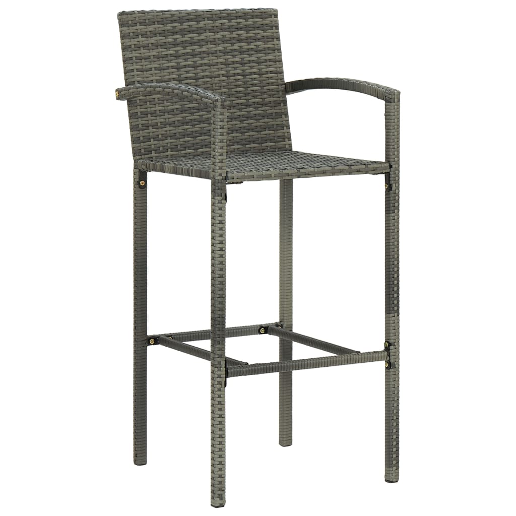 NNEVL 5 Piece Outdoor Bar Set with Armrest Poly Rattan Grey-3