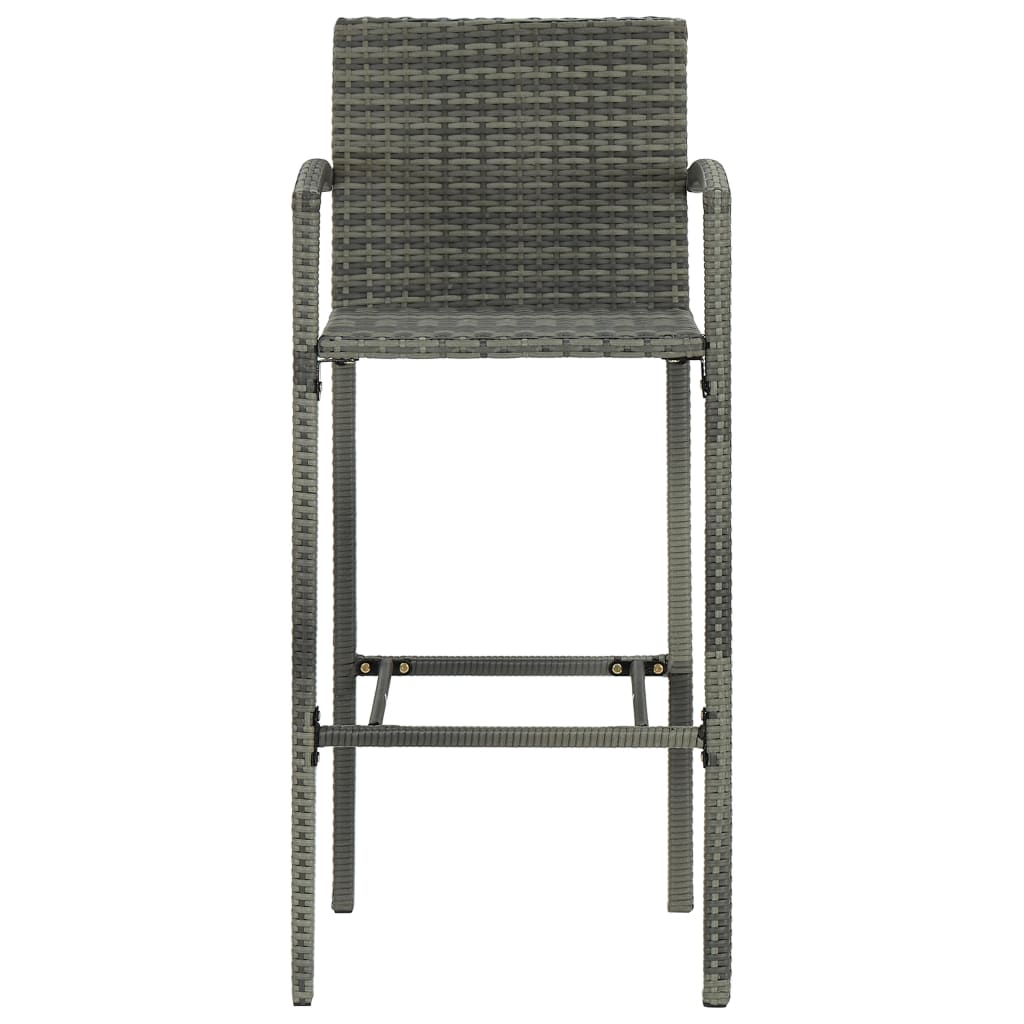 NNEVL 5 Piece Outdoor Bar Set with Armrest Poly Rattan Grey-4