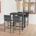 NNEVL 5 Piece Outdoor Bar Set with Armrest Poly Rattan Grey-0