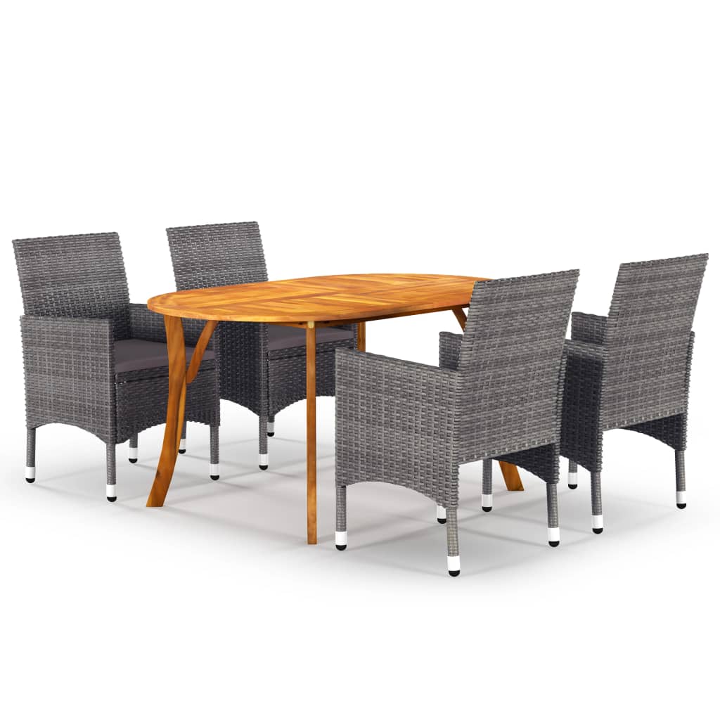 NNEVL 5 Piece Garden Dining Set Grey-0