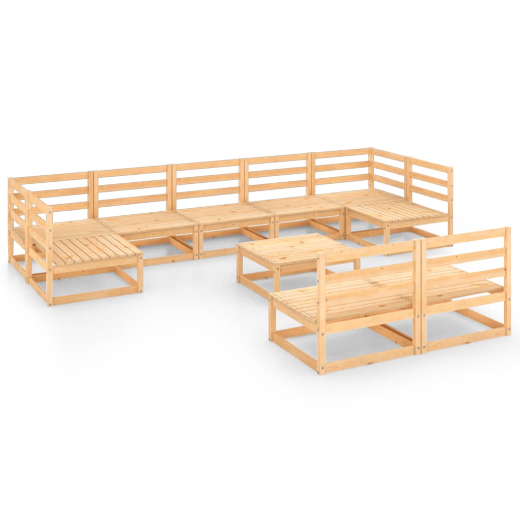 NNEVL 10 Piece Garden Lounge Set Solid Pinewood-1