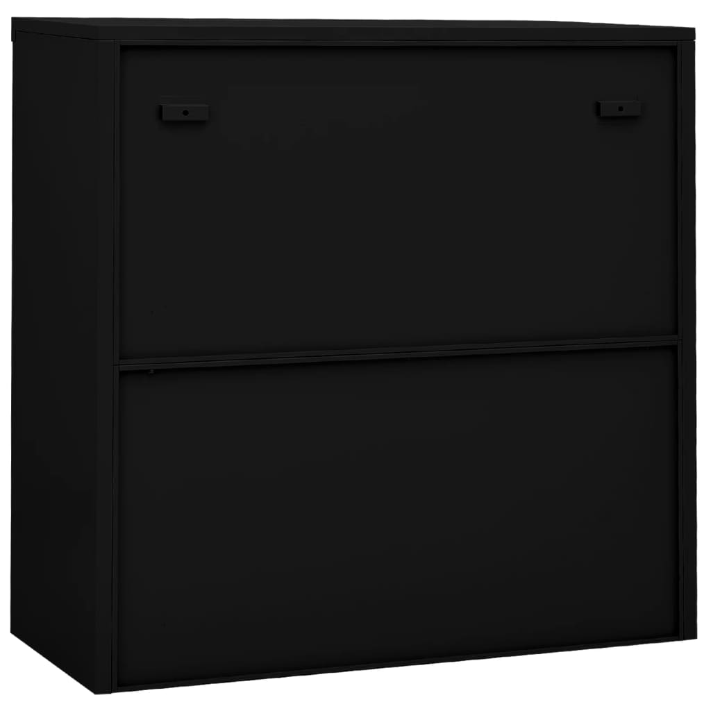 NNEVL Office Cabinet with Sliding Door Black 90x40x90 cm Steel-4