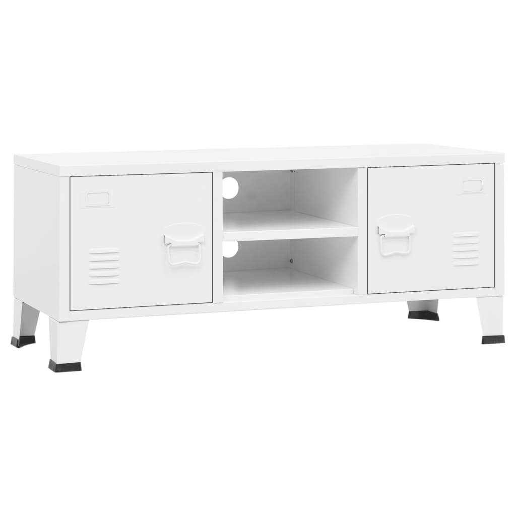NNEVL Industrial TV Cabinet White 105x35x42 cm Metal-1