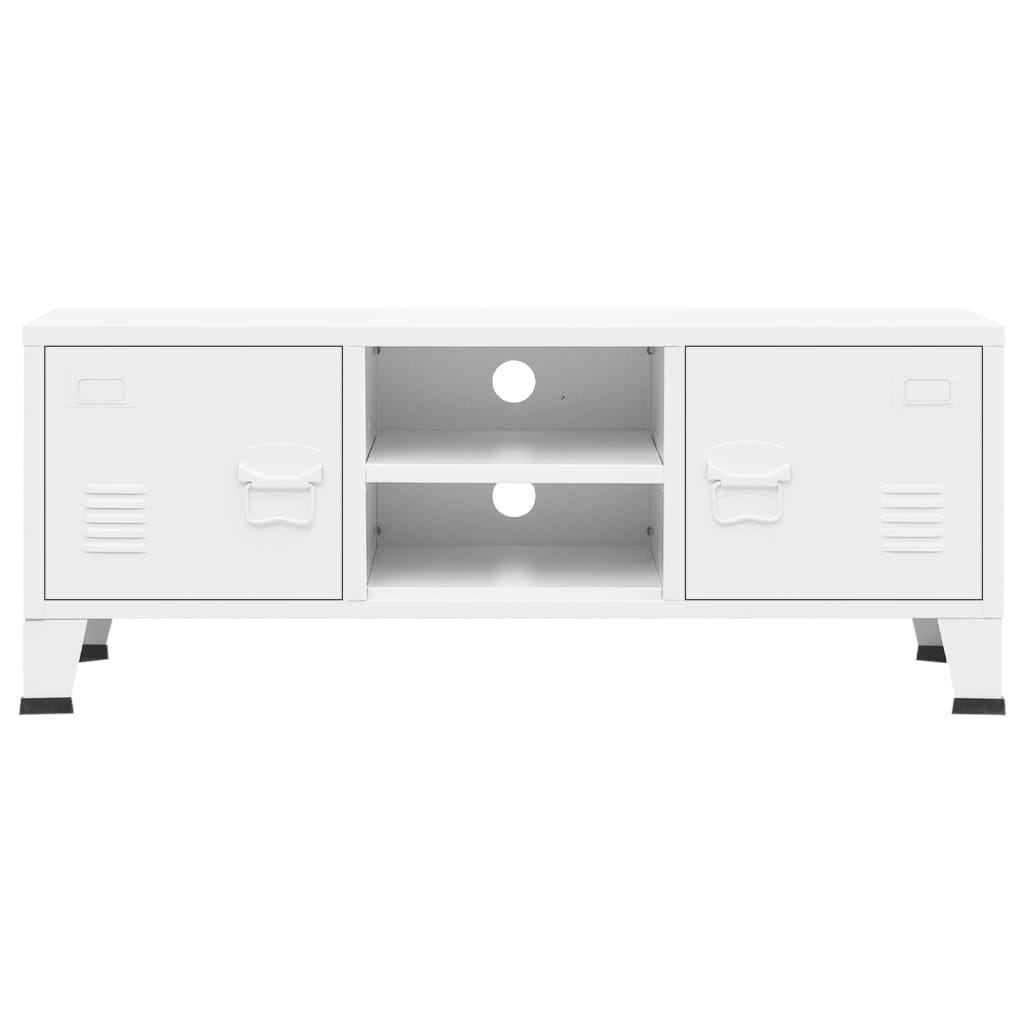 NNEVL Industrial TV Cabinet White 105x35x42 cm Metal-2