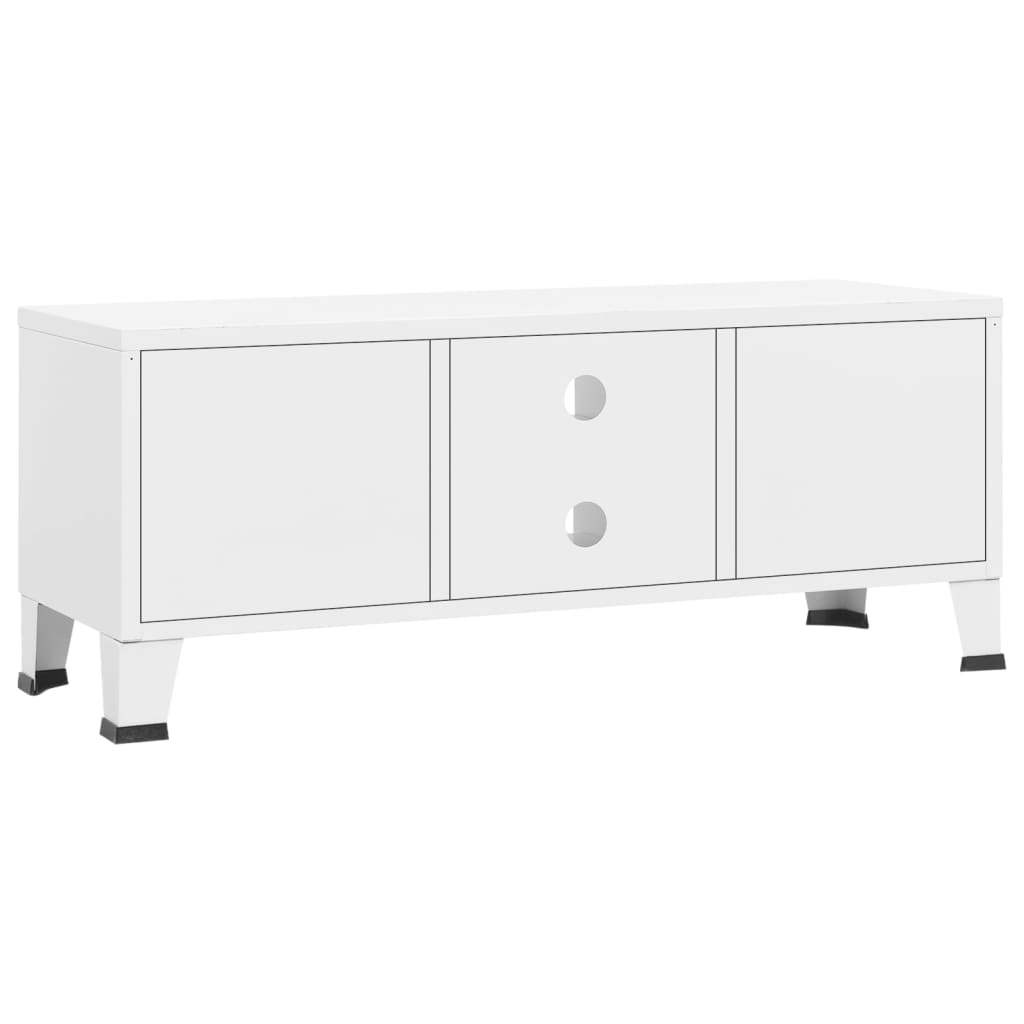 NNEVL Industrial TV Cabinet White 105x35x42 cm Metal-4