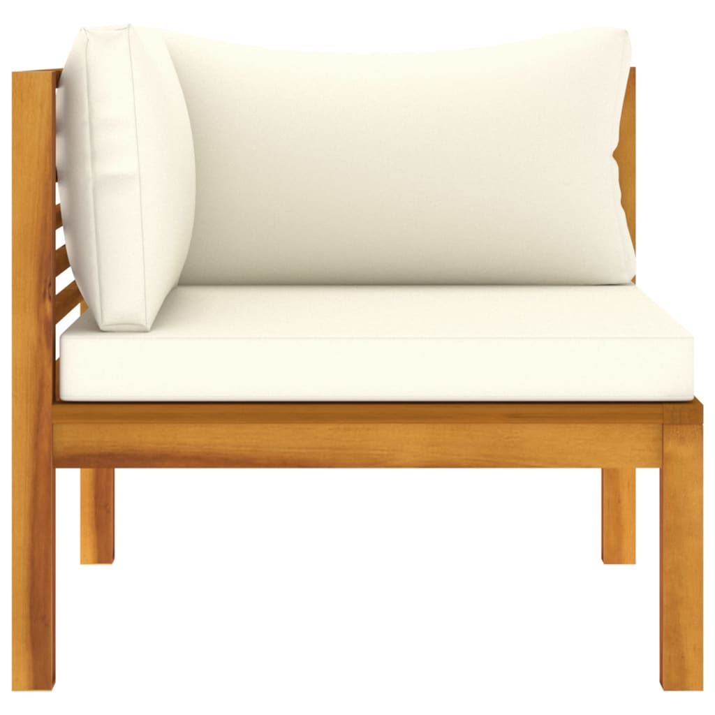 NNEVL 3 Piece Garden Lounge Set with Cream Cushion Solid Acacia Wood-2