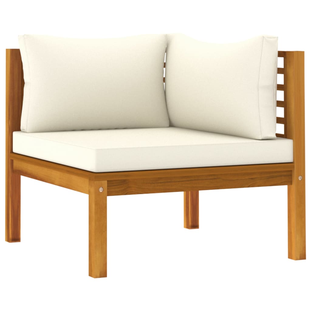 NNEVL 3 Piece Garden Lounge Set with Cream Cushion Solid Acacia Wood-3
