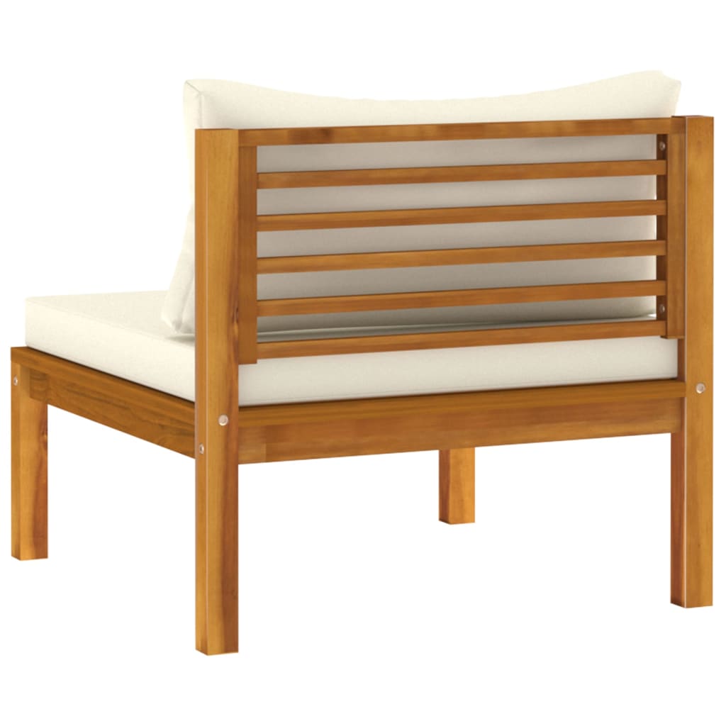 NNEVL 3 Piece Garden Lounge Set with Cream Cushion Solid Acacia Wood-4