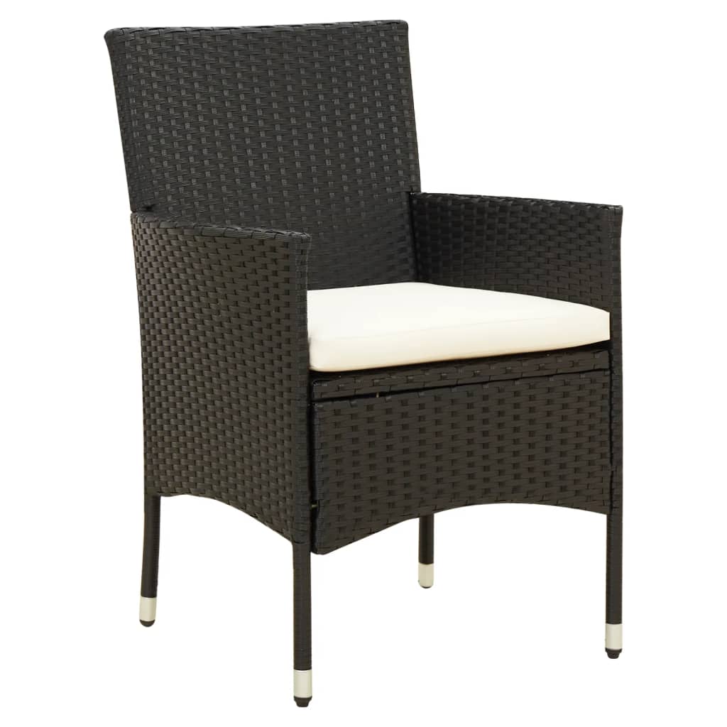 NNEVL 5 Piece Outdoor Dining Set with Cushions Poly Rattan Black-2