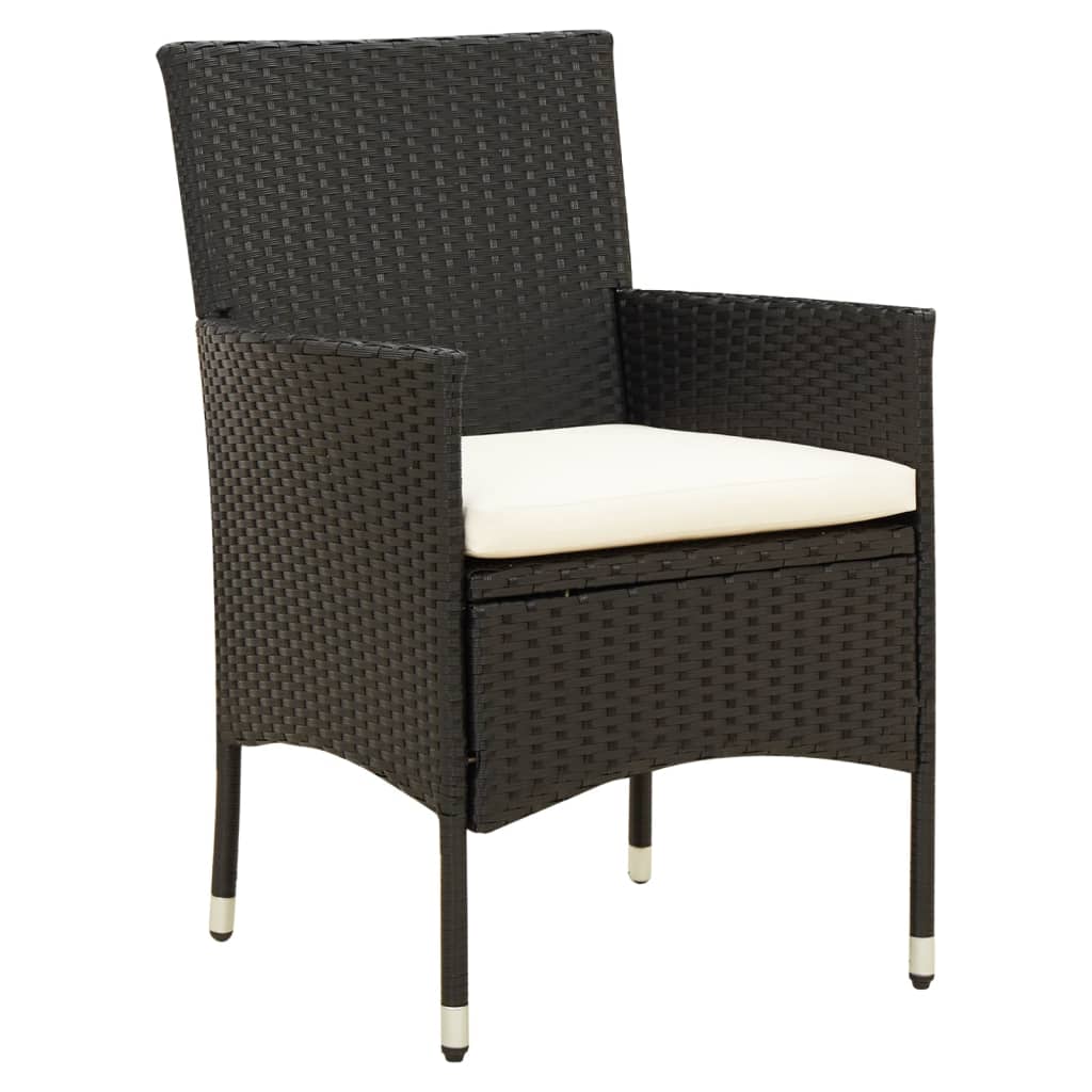 NNEVL 7 Piece Outdoor Dining Set with Cushions Poly Rattan Black-2