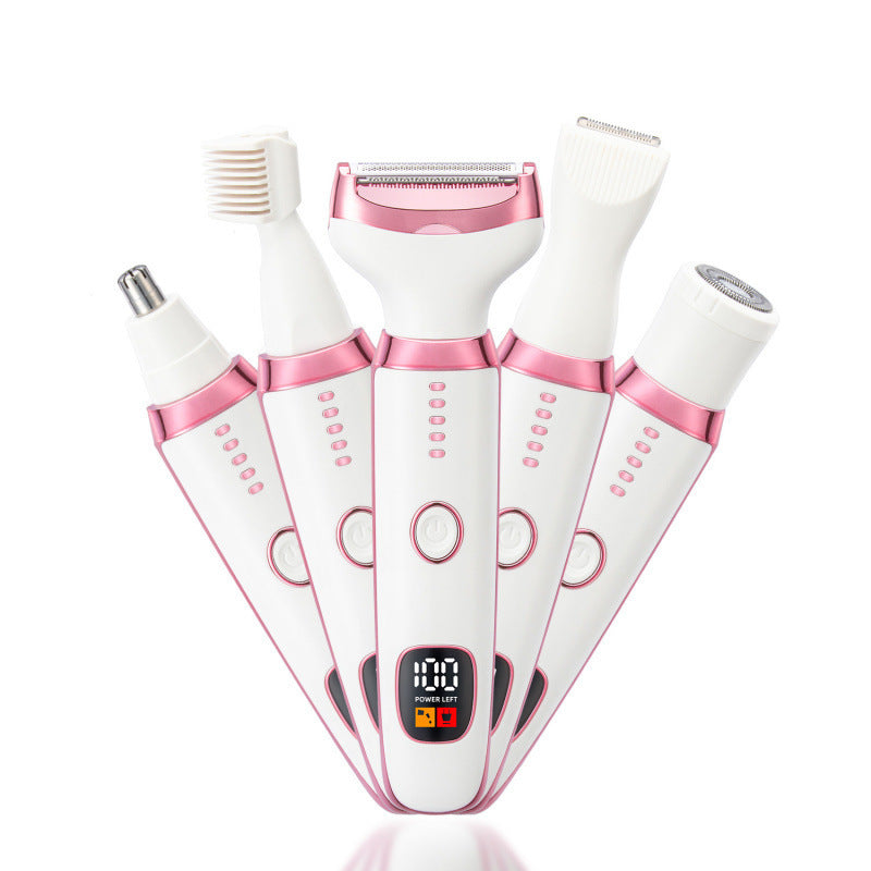Five-in-One Waterproof Electric Shaver with Multiple Attachments