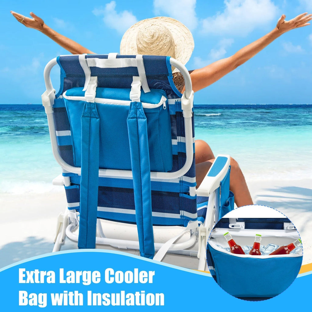 Foldable Beach Lounge Chairs with Backrest (2pcs)-3