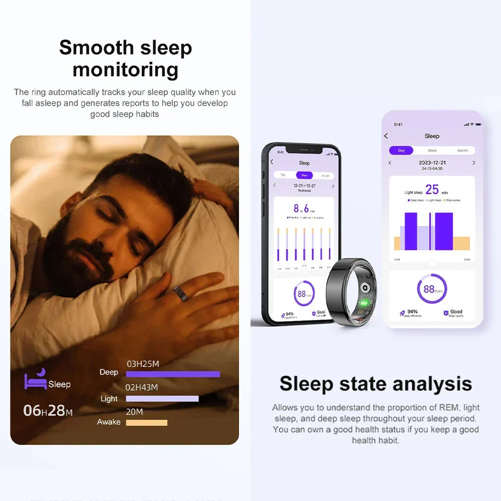 Titanium Steel Smart Ring with Health Monitoring, IP68 Waterproof, and Multi-sport Modes-4