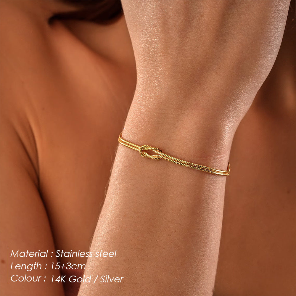Simple Knotted Snake Bone Chain Stainless Steel Trendy Bracelet