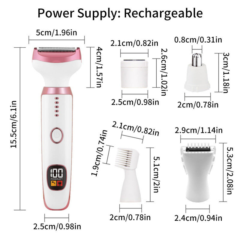 Five-in-One Waterproof Electric Shaver with Multiple Attachments