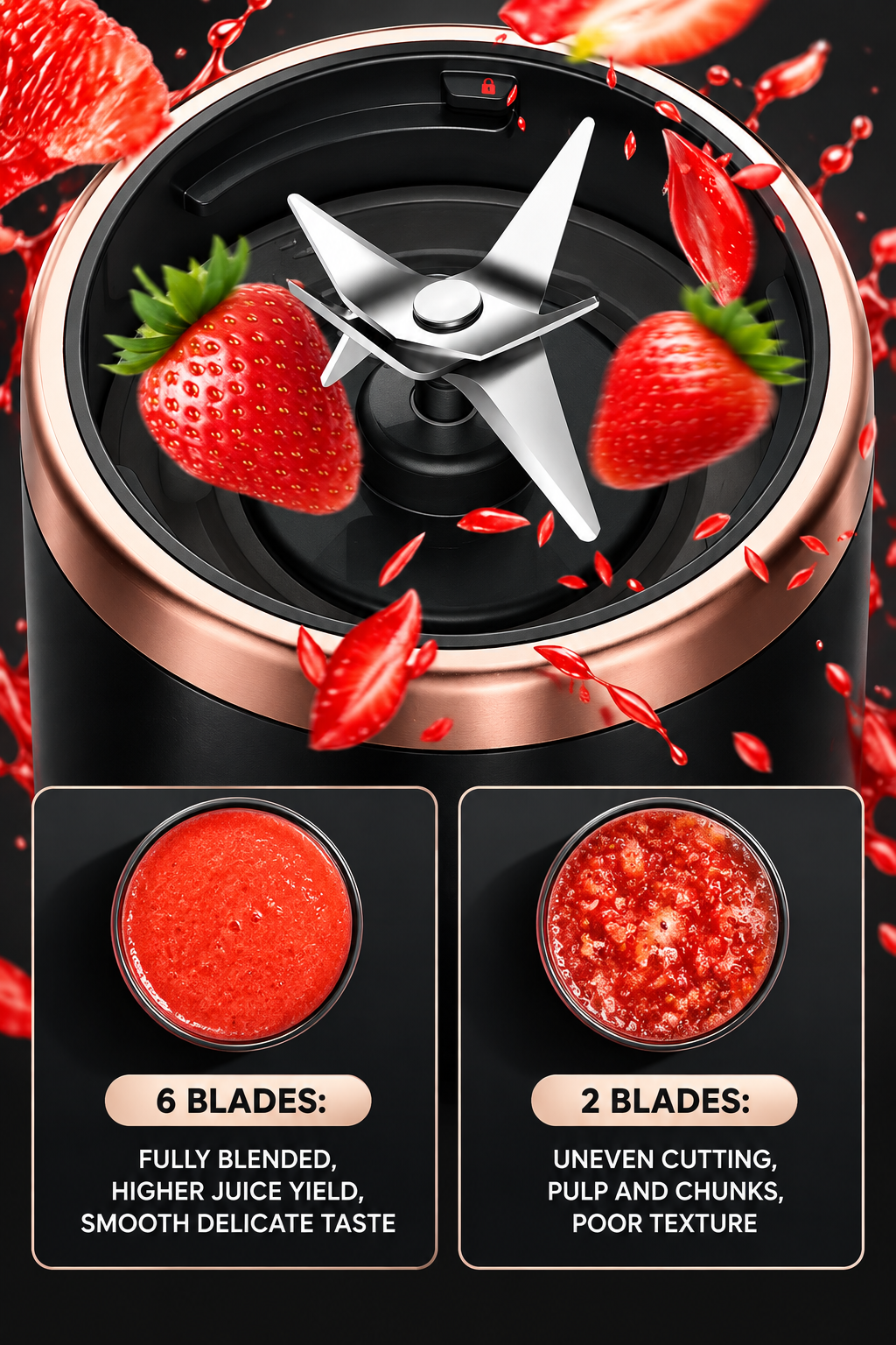 Black 6-blade close-up