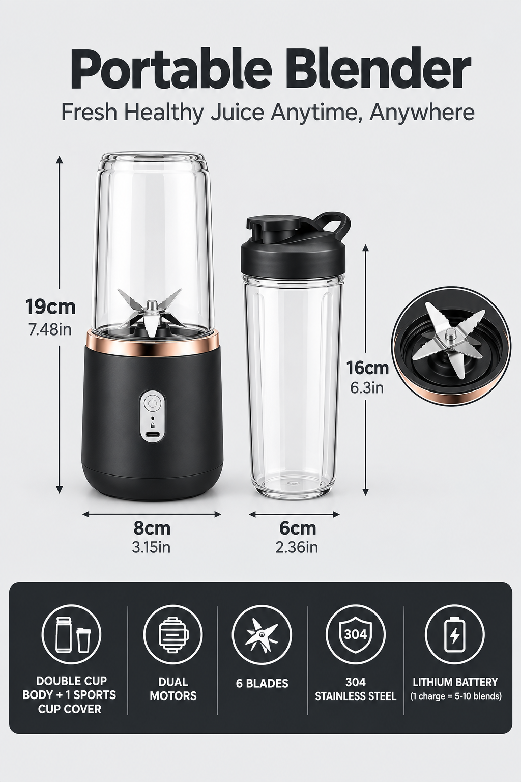 Black blender dimensions
