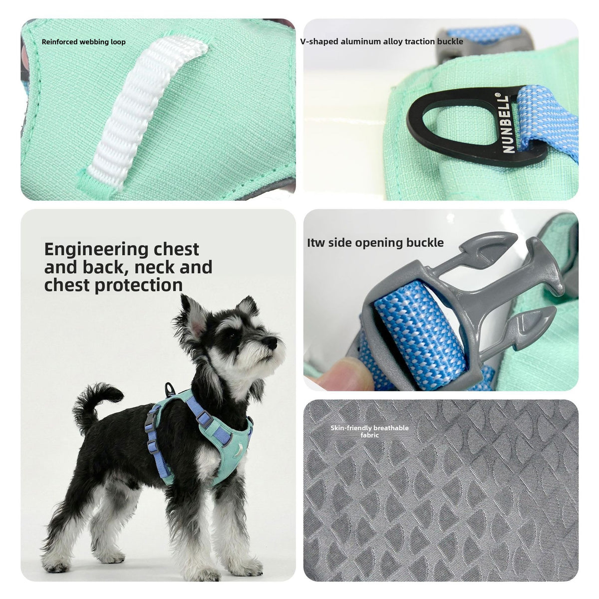 Pet double-layer breathable and waterproof chest and back strap