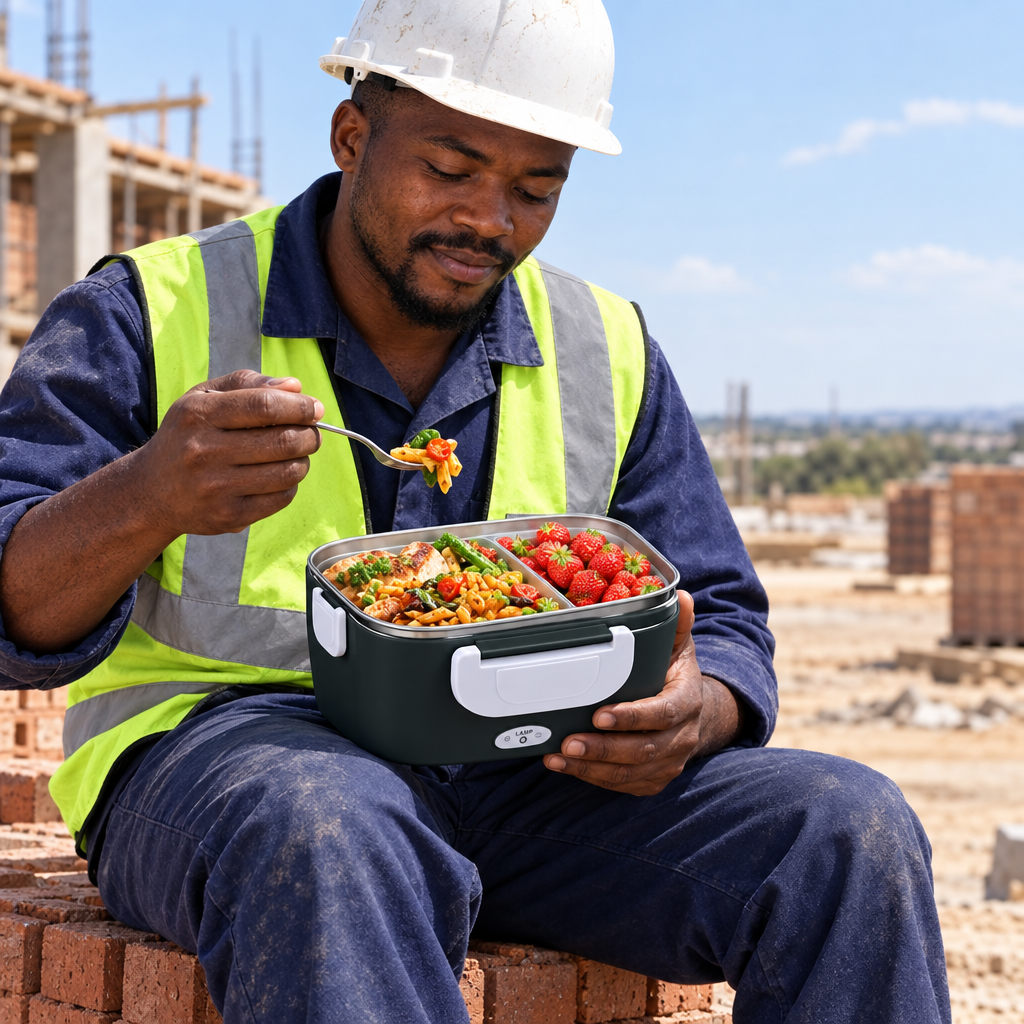 Construction site lunch break, square