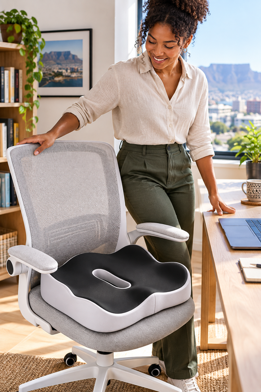 Deep-contour cushion home-office scene