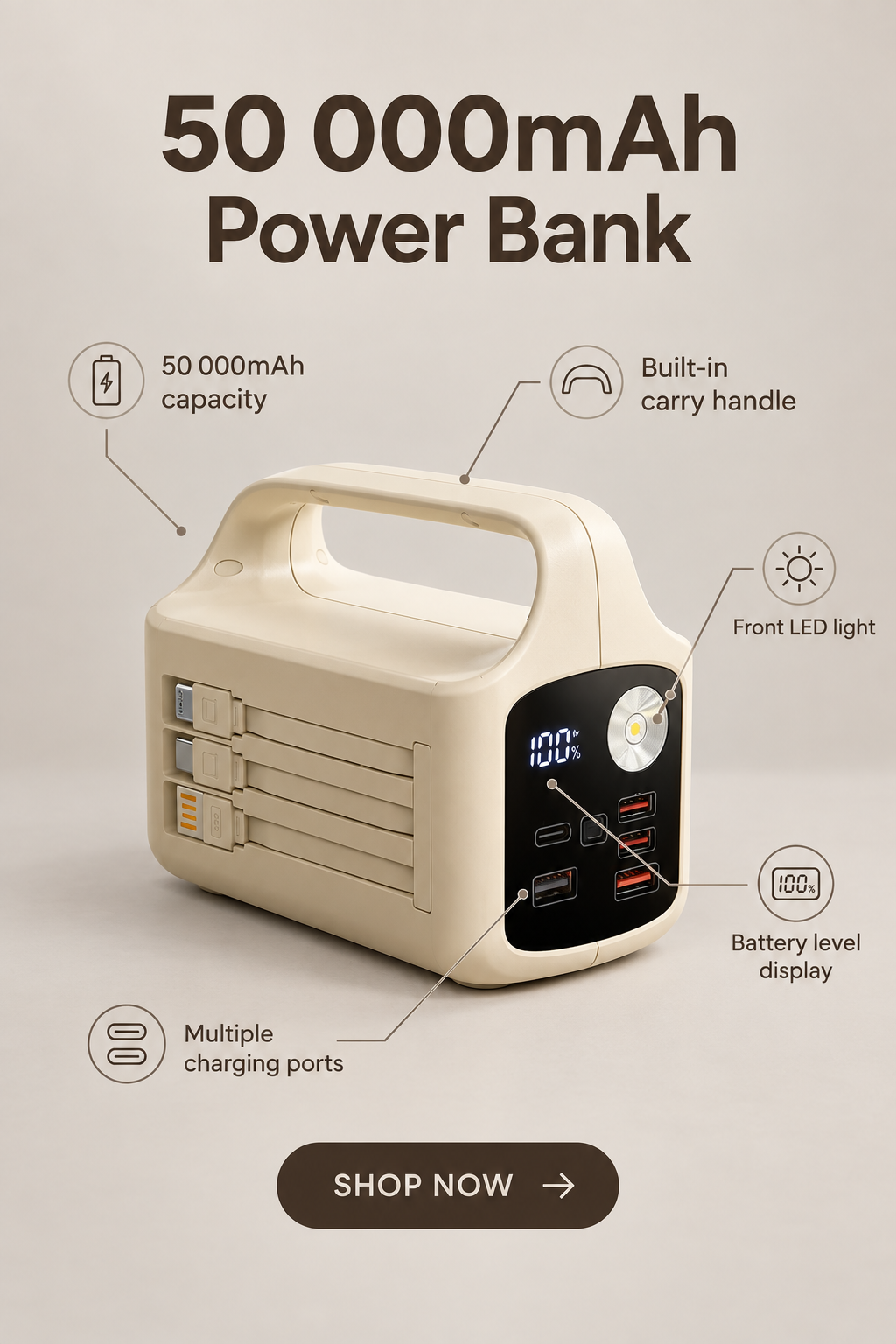 50000mAh power bank features