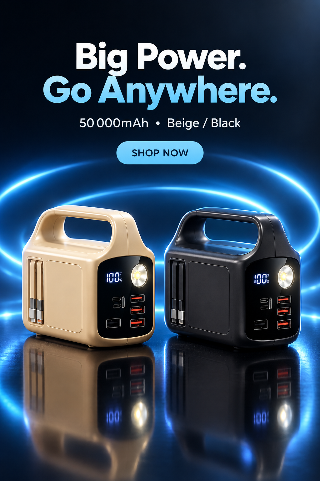 Beige and black power banks hero