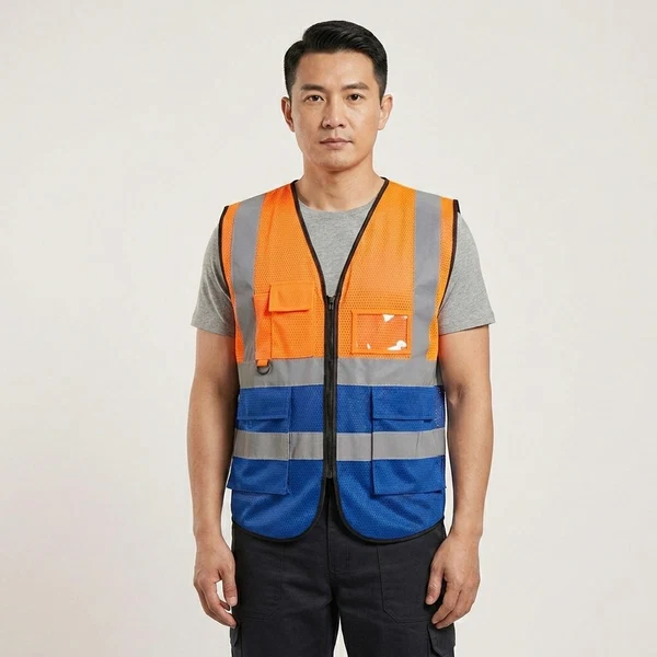 Yellow and green hi-vis safety vest laid flat