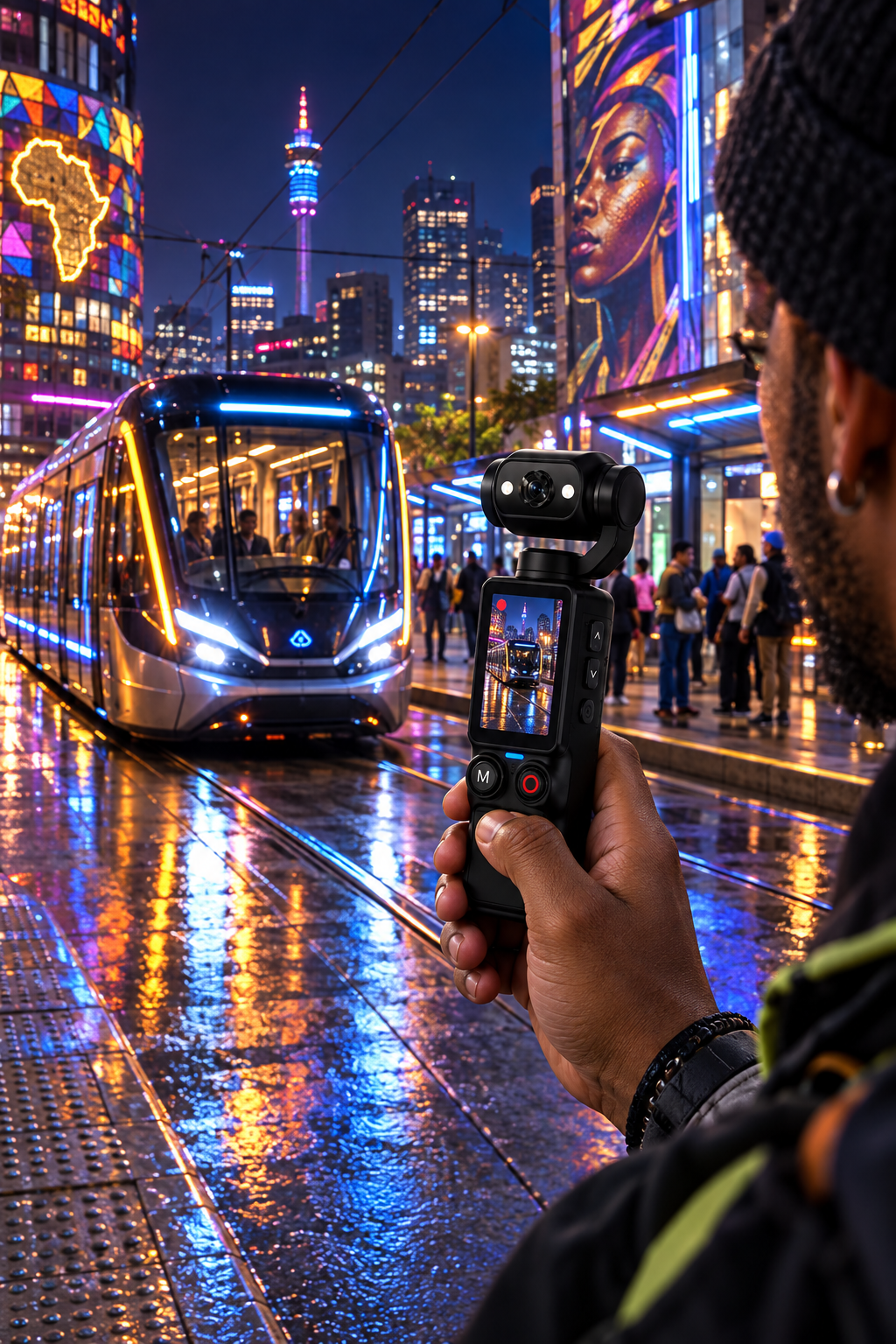Fictional futuristic South African city scene filmed with the pocket camera