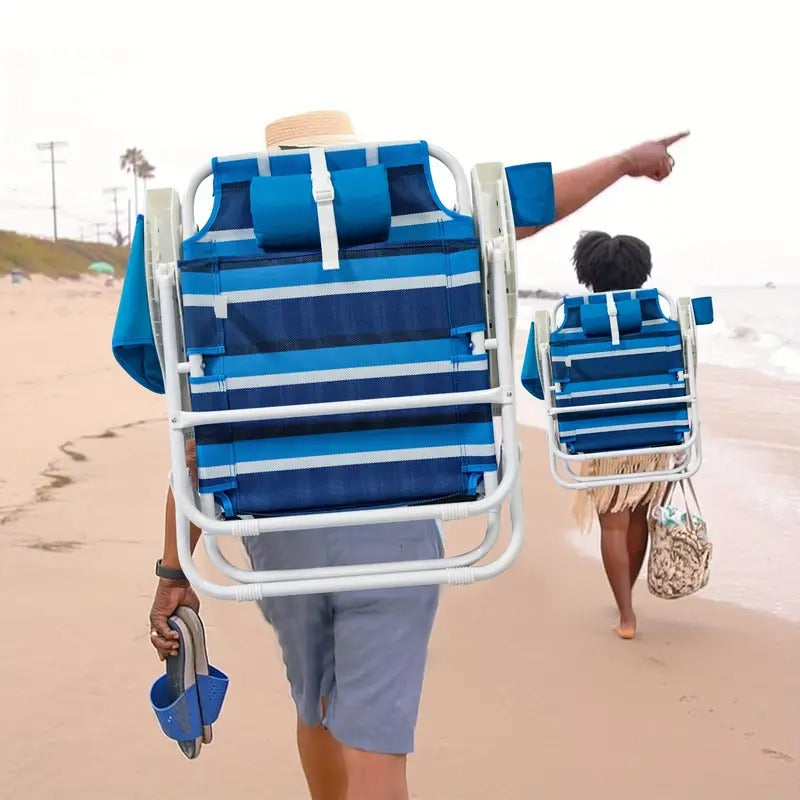 Foldable Beach Lounge Chairs with Backrest (2pcs)-1