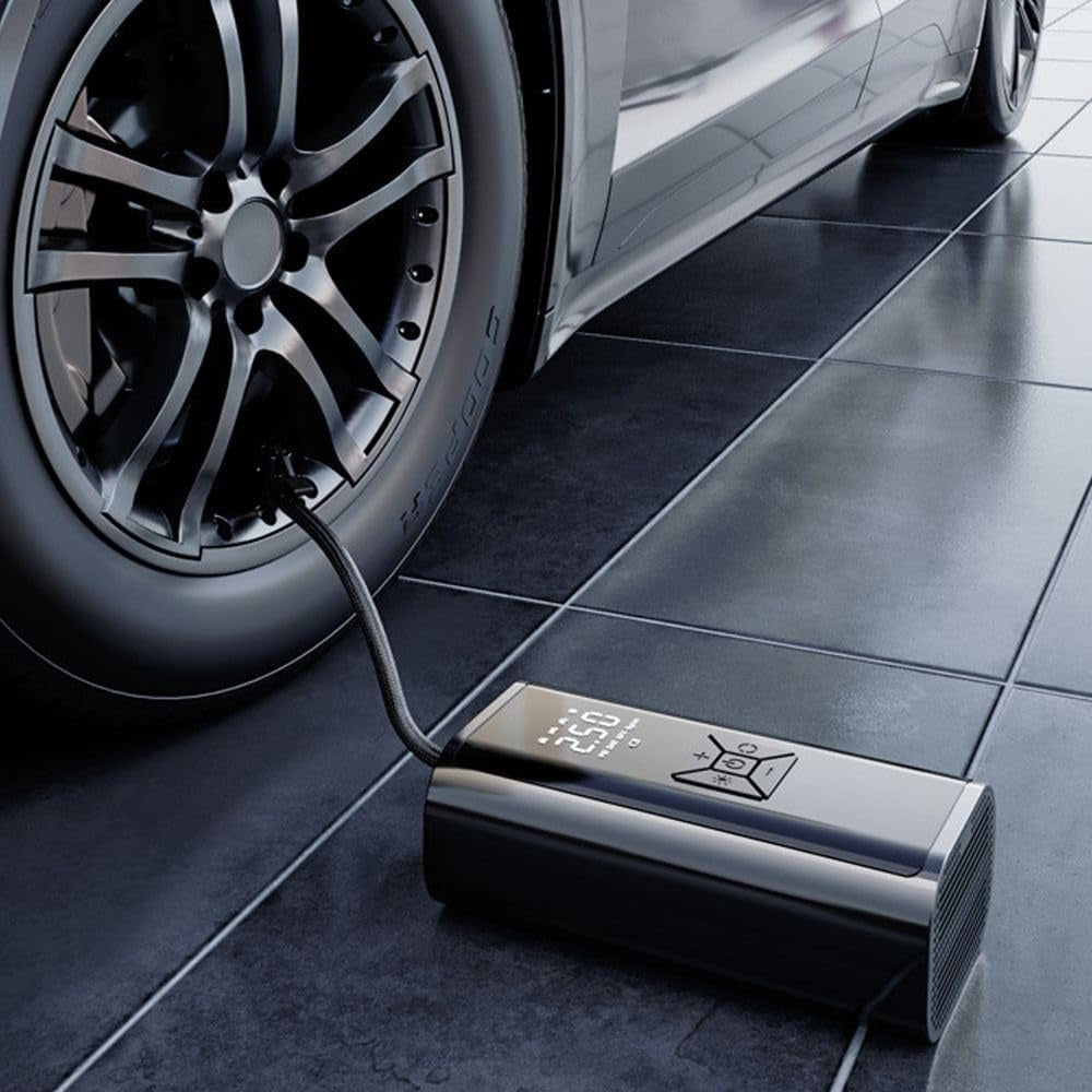Tyre inflator display and pressure unit guide