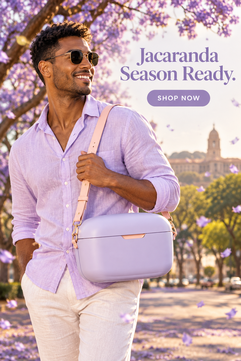 Purple cooler under Pretoria jacarandas