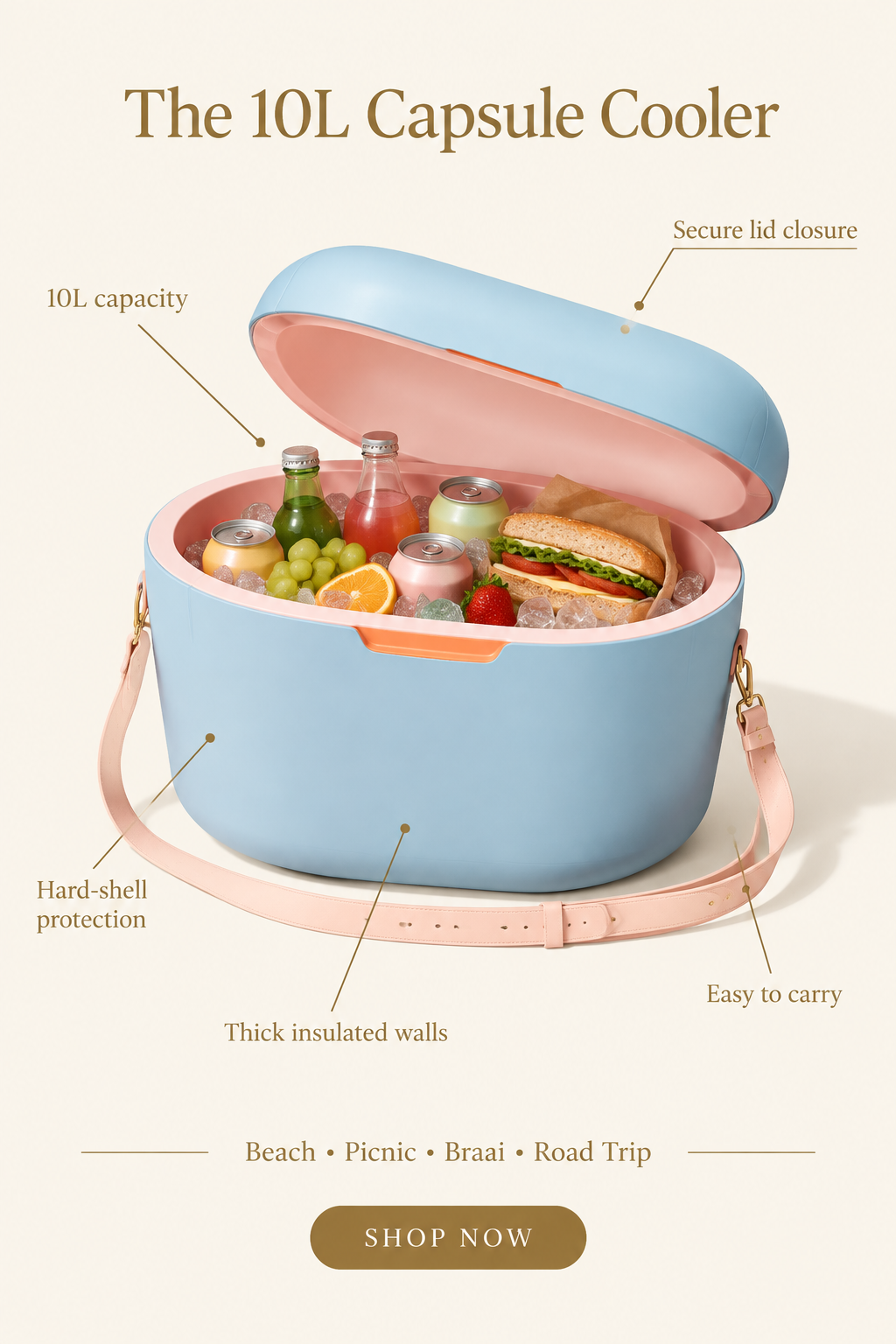 The 10L Capsule Cooler feature card