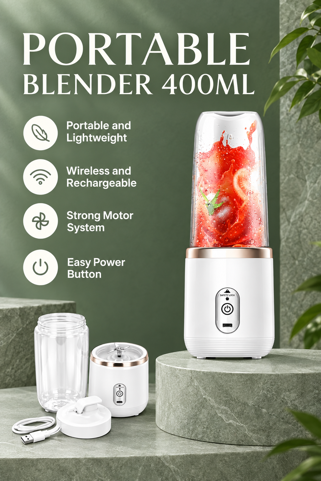 White blender feature card