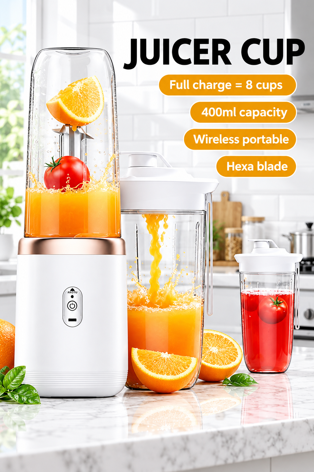 White juicer cup features